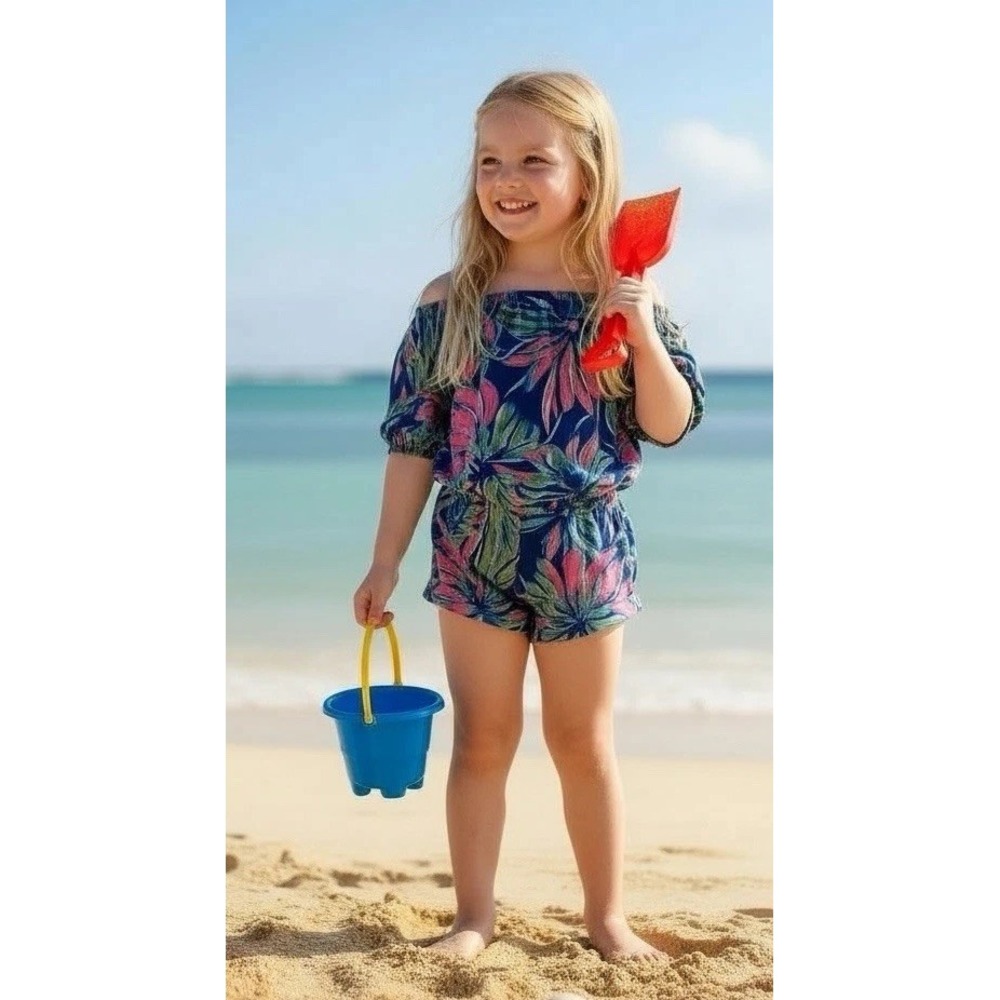 Lilly Pulitzer Girl's Candice Romper COLD Shoulder Size S Small 4 5 Toddler NWOT